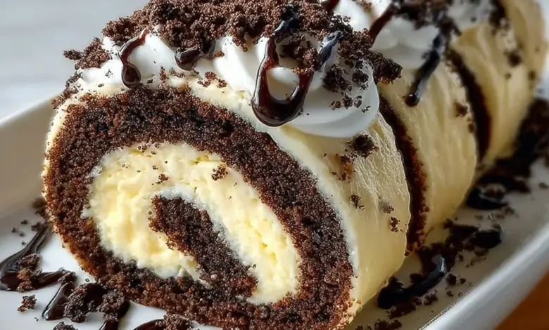 Oreo Cream Cheese Cheesecake Sushi Roll showcasing a unique dessert sushi creation.