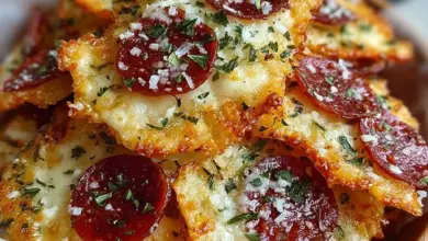 Crispy homemade Pizza Chips ready to be served as a snack.