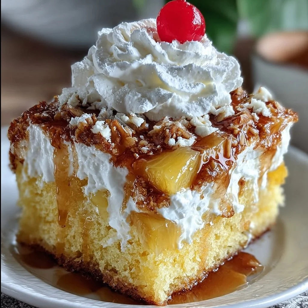Delicious Southern Pineapple Sunshine Cake with pineapple and frosting