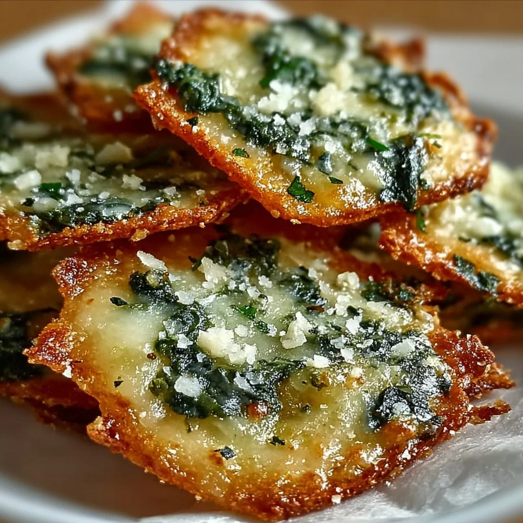 Spinach Dip Cheese Crisps