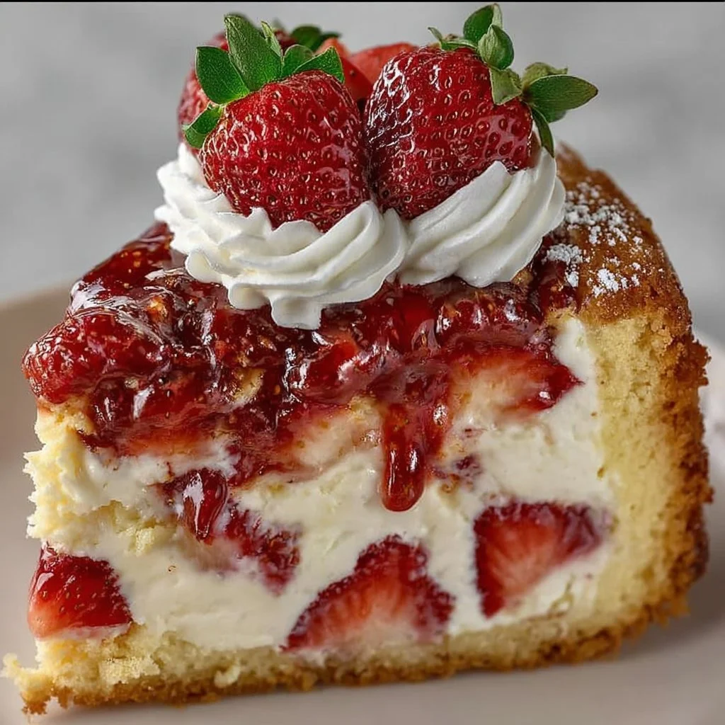 Strawberries and Cream Dream Layer Cheesecake Cake