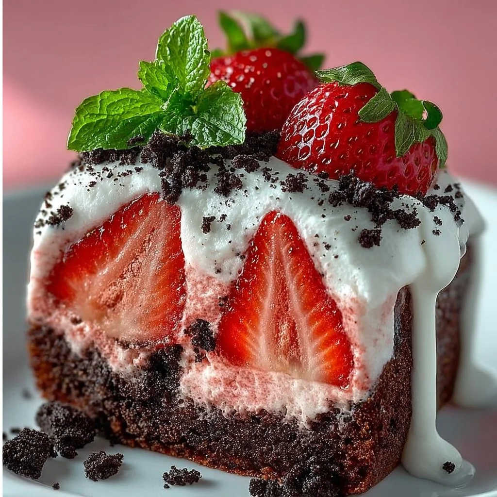 Strawberry Cake with Oreo Crumble