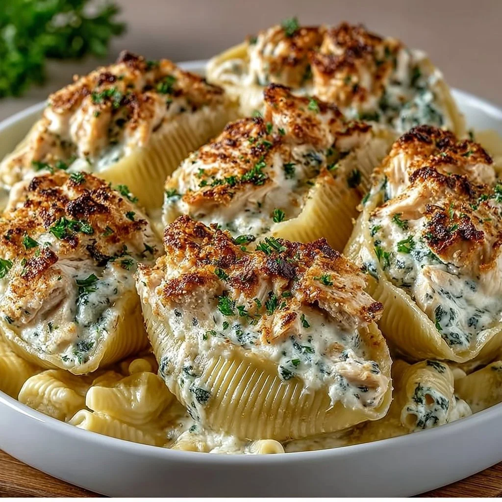 Stuffed Shells with Chicken and Garlic Butter