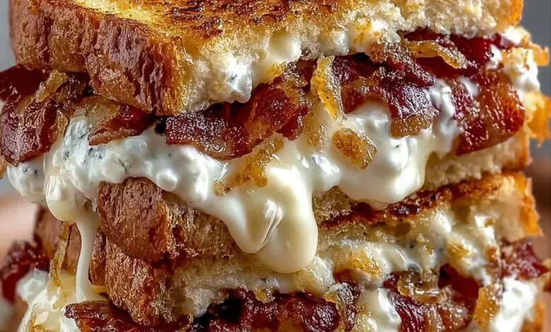 Triple Cheese Bacon Ranch Melt with crispy bacon and creamy cheese