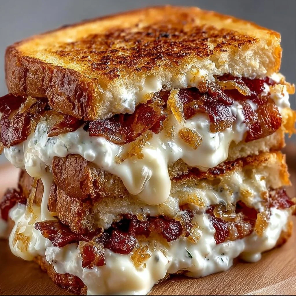 Triple Cheese Bacon Ranch Melt with crispy bacon and creamy cheese